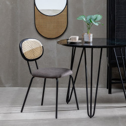 SILLA COMEDOR VINE RATÁN – GRIS