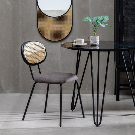 SILLA COMEDOR VINE RATÁN – GRIS