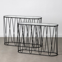 SET 2 CONSOLAS LINEY METAL NEGRO-CRISTAL