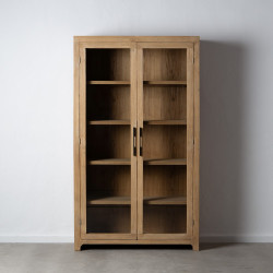 VITRINA NATURAL MADERA DE OLMO MODELO CELIA 122 X 44 X 210 CM