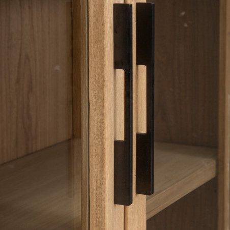 VITRINA NATURAL MADERA DE OLMO MODELO CELIA 122 X 44 X 210 CM