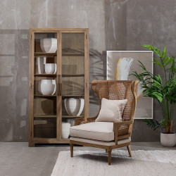 VITRINA NATURAL MADERA MINDI MODELO PRINCE 100 X 45 X 200 CM