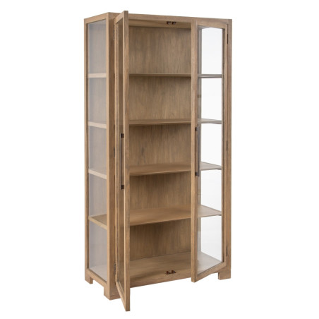 VITRINA NATURAL MADERA MINDI MODELO PRINCE 100 X 45 X 200 CM