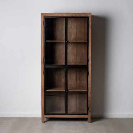 VITRINA NATURAL MADERA DE MANGO MODELO BELTRAN 90 X 40 X 200 CM
