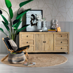 APARADOR DULCE 2P+ 6C MADERA DE OLMO NATURAL 180X45