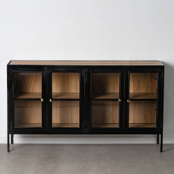 APARADOR NEGRO-NATURAL MADERA-HIERRO MODELO NUVA 160 X 41 X 90 CM