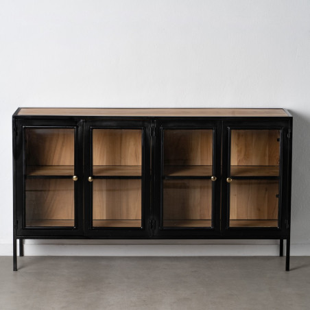 APARADOR NEGRO-NATURAL MADERA-HIERRO MODELO NUVA 160 X 41 X 90 CM