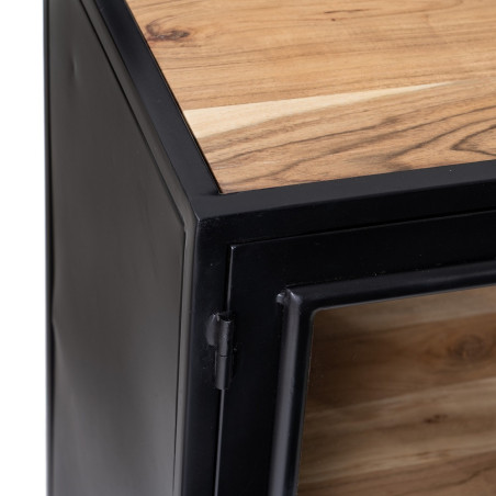 APARADOR NEGRO-NATURAL MADERA-HIERRO MODELO NUVA 160 X 41 X 90 CM