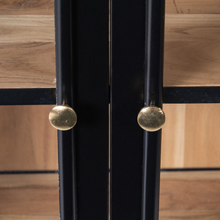APARADOR NEGRO-NATURAL MADERA-HIERRO MODELO NUVA 160 X 41 X 90 CM