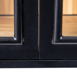 APARADOR NEGRO-NATURAL MADERA-HIERRO MODELO NUVA 160 X 41 X 90 CM