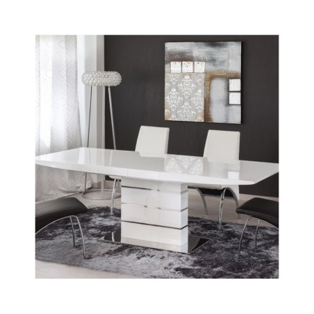 Mesa Comedor Extensible Nona MDF Blanco Alto Brillo 160(220)x90