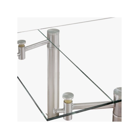Mesa Comedor Extensible Salva Cristal-Acero 140(200)x90