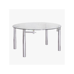 Mesa Comedor Extensible Salva Cristal-Acero 146Ø