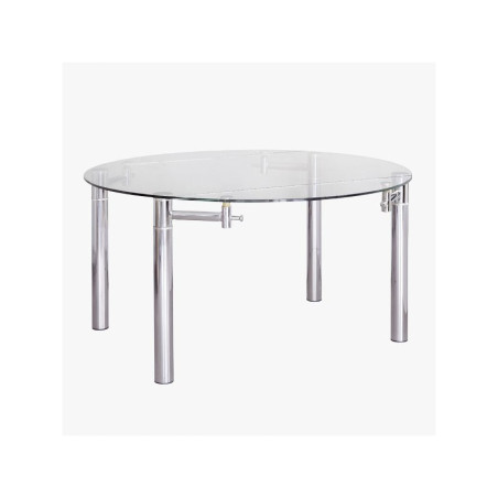 Mesa Comedor Extensible Salva Cristal-Acero 146Ø
