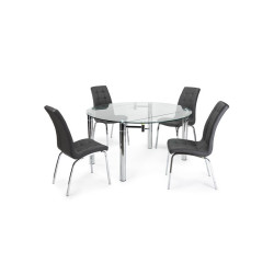 Mesa Comedor Extensible Salva Cristal-Acero 146Ø