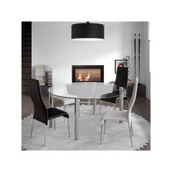 Mesa Comedor Extensible Salva Cristal-Acero 146Ø