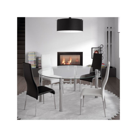 Mesa Comedor Extensible Salva Cristal-Acero 146Ø