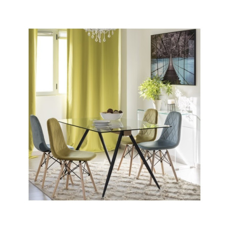 Mesa Comedor Omar Cristal Templado - Negro 140x90
