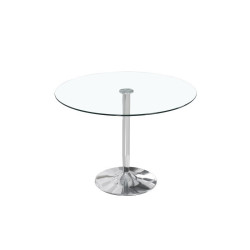 Mesa Comedor Runn Cristal Tempado-Acero 90Ø