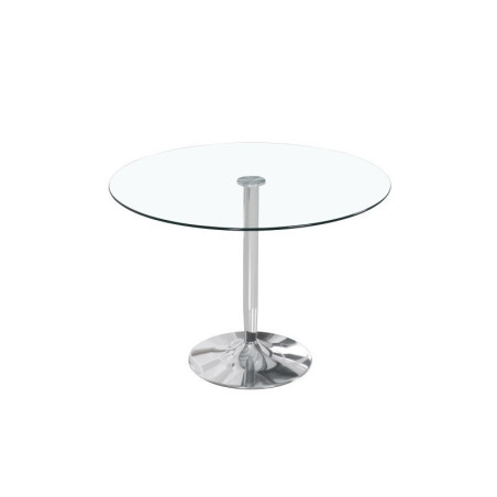 Mesa Comedor Runn Cristal Tempado-Acero 90Ø