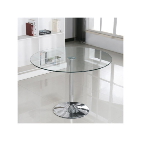Mesa Comedor Runn Cristal Tempado-Acero 90Ø