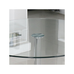 Mesa Comedor Runn Cristal Tempado-Acero 90Ø