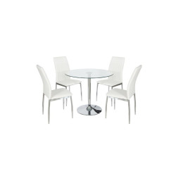 Mesa Comedor Runn Cristal Tempado-Acero 90Ø