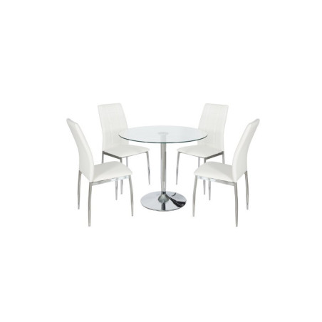 Mesa Comedor Runn Cristal Tempado-Acero 90Ø
