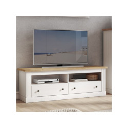 Mesa TV + 2C West MDF Blanco- Roble Aristán