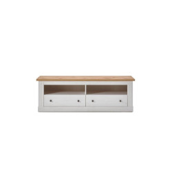 Mesa TV + 2C West MDF Blanco- Roble Aristán