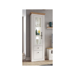 Vitrina Alta 2C West MDF Blanco- Roble Aristán
