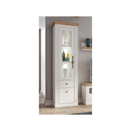 Vitrina Alta 2C West MDF Blanco- Roble Aristán