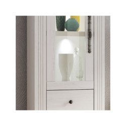 Vitrina Alta 2C West MDF Blanco- Roble Aristán