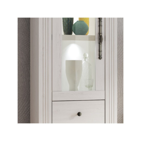 Vitrina Alta 2C West MDF Blanco- Roble Aristán