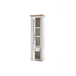 Vitrina Alta 2C West MDF Blanco- Roble Aristán