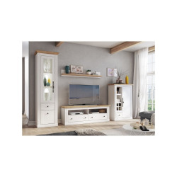 Vitrina Alta 2C West MDF Blanco- Roble Aristán