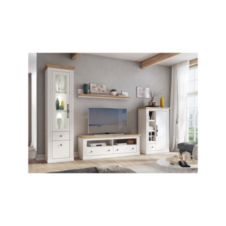 Vitrina Alta 2C West MDF Blanco- Roble Aristán