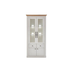 Vitrina Alta 2 Cuerpos West MDF Blanco- Roble Aristán