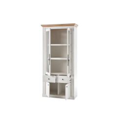 Vitrina Alta 2 Cuerpos West MDF Blanco- Roble Aristán