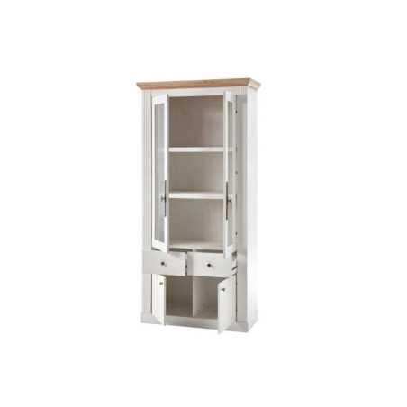 Vitrina Alta 2 Cuerpos West MDF Blanco- Roble Aristán