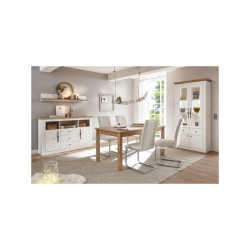Vitrina Alta 2 Cuerpos West MDF Blanco- Roble Aristán