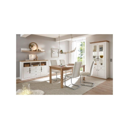 Vitrina Alta 2 Cuerpos West MDF Blanco- Roble Aristán