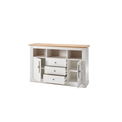 Aparador+3C+2P West MDF Blanco- Roble Aristán
