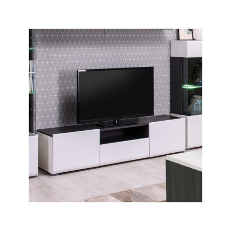 Mueble TV Modelo Denzo Ébano-Blanco Brillo