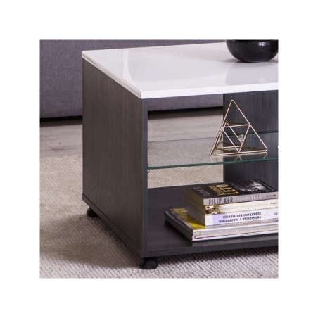 Mesa Centro Modelo Denzo Ébano-Blanco Brillo 101x60