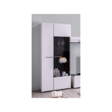 Vitrina Alta 2P Modelo Denzo Ébano-Blanco Brillo