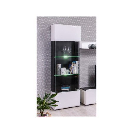 Vitrina Alta Modelo Denzo Ébano-Blanco Brillo