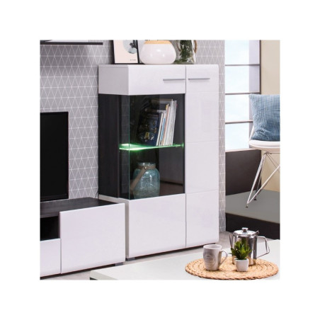 Vitrina Baja 2P Modelo Denzo Ébano-Blanco Brillo