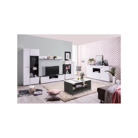Vitrina Baja 2P Modelo Denzo Ébano-Blanco Brillo