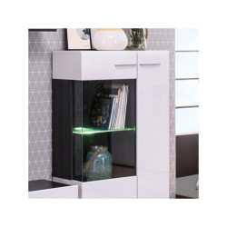 Vitrina Baja 2P Modelo Denzo Ébano-Blanco Brillo